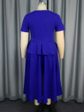 Women V-Neck High Waist Ruffle Dress