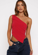 Women Sexy Slash Shoulder Backless Lace Irregular Suspender Top