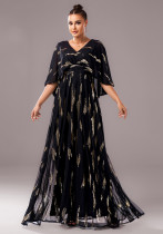 Women v-neck half-sleeve sequin formal party bodycon evening dress Women v-neck half-sleeve sequin formal party bodycon evening dress