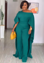 Women Solid Slash Shoulder Wide Leg Jumpsuit