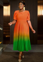 Women Gradient Contrast Formal Party Comfortable Pleated Dress