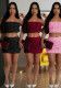 Women strapless sexy top and skirt two pieces set