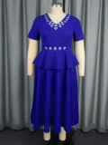 Women V-Neck High Waist Ruffle Dress