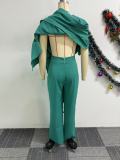 Women Solid Slash Shoulder Wide Leg Jumpsuit