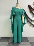 Women Solid Slash Shoulder Wide Leg Jumpsuit