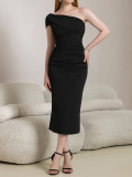 One Shoulder Sexy Slash Shoulder Low Back Slim Dress