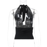 Summer Women’s Halter Neck V Neck Stretchy Tank Top