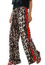 Casual Women’s Patchwork Leopard Print Wide Leg Pants