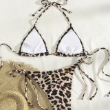 Leopard Printed Leopard Triangle Two Piece Sexy Bikini Swimsuit