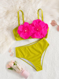 Strappy High Waist Two Piece Swimsuit Floral Bikini
