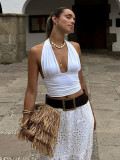 Summer Women’s Halter Neck V Neck Stretchy Tank Top