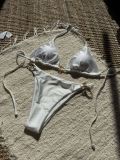 Sexy Metallic Ring Tie Low Back Two Piece Bikini