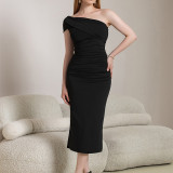 One Shoulder Sexy Slash Shoulder Low Back Slim Dress