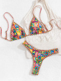 Printed Triangle Two Piece Sexy Bikini Swimsuit