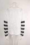 Patchwork Round Neck Crochet Knit Beach Shirt Plus Size Cover Up
