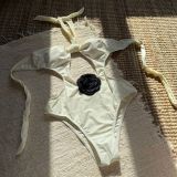 Color Block Floral Cutout Front Halter Low Back One Piece Swimsuit