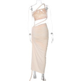 Women’s Summer One Shoulder Low Back Cutout ruched Dress