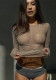 Sexy See Through Long Sleeve Top Spring Chic Slim Fitted T Shirt