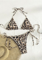 Leopard Printed Leopard Triangle Two Piece Sexy Bikini Swimsuit