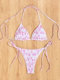 Leopard Printed Leopard Triangle Two Piece Sexy Bikini Swimsuit