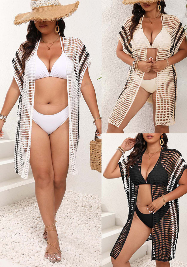 Women’s Patchwork Crochet Knit Beach Cover Up Cardigan
