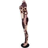 Women high collar letter print top and Pants two-piece set