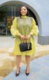 Plus Size African Women Pleated Beaded Dress