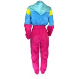Women patchwork contrast color zipper jumpsuit