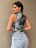 Women Spring and Summer Gradient Printed Sleeveless Top