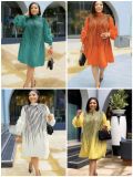 Plus Size African Women Pleated Beaded Dress