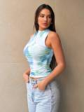 Women Spring and Summer Gradient Printed Sleeveless Top