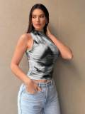 Women Spring and Summer Gradient Printed Sleeveless Top