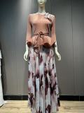 Plus Size African Women Casual Elegant Top and Printed Skirt Two-Piece Set