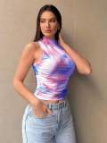 Women Spring and Summer Gradient Printed Sleeveless Top