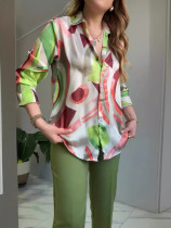 Women Summer Printed Top and Pants Two-Piece Set