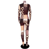 Women high collar letter print top and Pants two-piece set