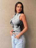 Women Spring and Summer Gradient Printed Sleeveless Top