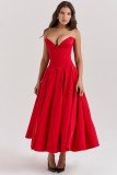 Women spring sexy sleeveless Maxi Solid Strapless dress