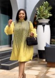 Plus Size African Women Pleated Beaded Dress