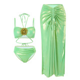 Women Halter Neck Rhinestone Two Pieces Swimsuit