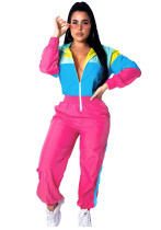 Women patchwork contrast color zipper jumpsuit Women patchwork contrast color zipper jumpsuit