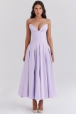 Women spring sexy sleeveless Maxi Solid Strapless dress