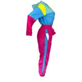 Women patchwork contrast color zipper jumpsuit