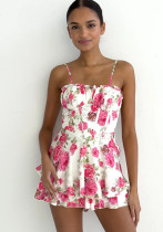 Women summer sexy rose print suspender dress Women summer sexy rose print suspender dress