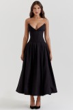 Women spring sexy sleeveless Maxi Solid Strapless dress
