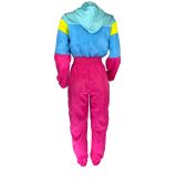 Women patchwork contrast color zipper jumpsuit