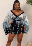 Women Long Sleeve See-Through Sexy Mini Dress