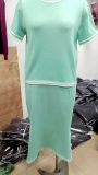 Women Summer Short Sleeve Slit Solid Dress
