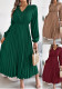 Women Spring and Summer Elegant V-neck Lace Pleated Dress