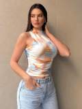Women Spring and Summer Gradient Printed Sleeveless Top